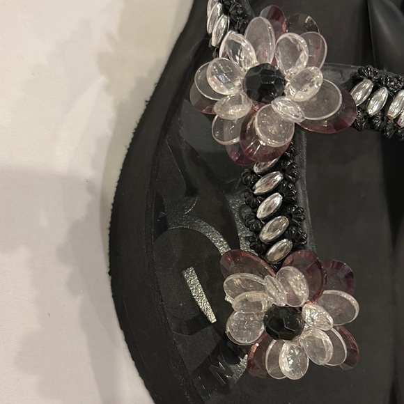 BCBG Generation Women's Black Beaded Sandals - Picture 3 of 4